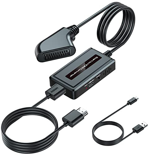 EASYCEL Hembra Scart a HDMI, Compatible con 4: 3/16: 9 Relación de Altura de Ancho, Interruptor de HDMI 720P/1080P, Euroconector a HDMI para N64/PS2/Wii