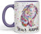 Vixar Personalised with Your Text Lop Rabbit Bunny Eared Watercolour Art Coloured Ceramic Mug Cup Gift 330ml 11oz Custom Work Office Tea Coffee (Purple)