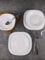 12/24 Pc Dinner Set Bowl Side Dinner Plate 12 or 24 Piece Smooth Plain or Wavy Service Set Dessert Cereal Bowl Plates (12 pc - Hudson - Square)