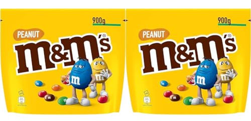 M&M'S PEANUT - Bonbons chocolat au lait et cacahuètes - Sachet de 900g (Lot de 2)