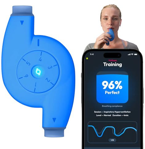 Oumua Smart Breathing Trainer | Lungentrainer mit AI-Powered Oumua App | Lungen-Trainingsgerät 30+ Trainingsprotokolle zur Verbesserung des Wohlbefindens und der athletischen Perfrormance
