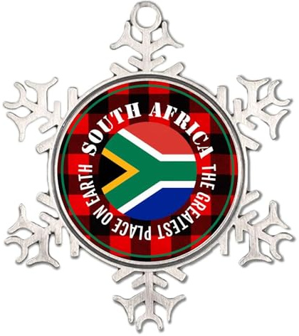 The Greatest Place on Earth Südafrika Zinn Weihnachten Ornament Internationale Flagge Schneeflocke Ornamente Indoor Home Decor Lateinamerika Landflaggen Rustikale Weihnachtskugel für Familie