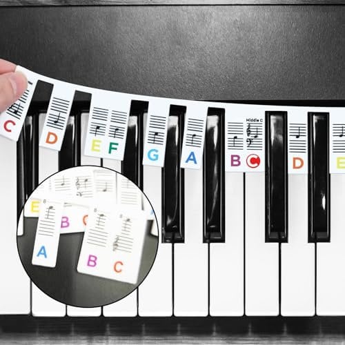 JYJLLM brand Removable Silicone Made Piano Note Learning Guide Stickers,88 Keys Full Size.Reusable.Piano Keyboard Stickers.Piano Stickers.Removable Piano Keyboard Note Labels.