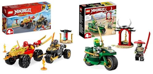 LEGO 71789 NINJAGO Verfolgungsjagd Set mit Kais Flitzer und Ras' Motorrad & 71788 NINJAGO Lloyds Ninja-Motorrad, Spielzeug für Anfänger mit 2 Minifiguren