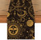 Artoid Mode Schwarz Gold Astrology Okkulter Mond Magie Tischläufer, Küche Esstisch Couchtisch Dekoration Drinnen Urlaub Party Dekor 40x140 cm