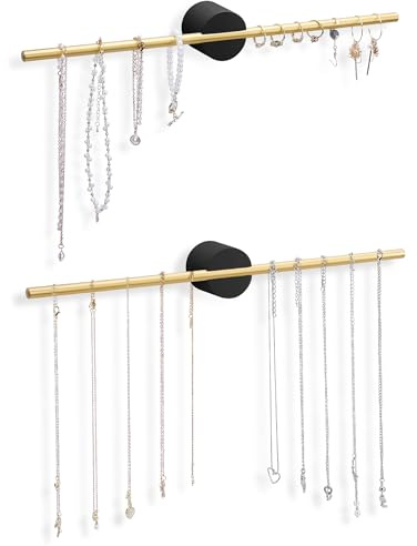 Aucent Halskettenhalter, Wandhalterung, hängender Schmuckhalter, Organizer, Halskettenaufhänger, Wandhalterung, Armband-Display, Halskette und Armbandhalter, Schmuck-Display, langer