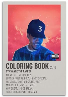 Generisch Poster Chance The Rapper, Raumdekoration, ästhetisches Poster, künstlerisches Poster für Schlafzimmer, Wohnzimmer, Wände, 30 x 45 cm, ungerahmter Stil