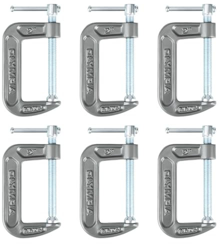 Olympia Tools Heavy Duty Cast Iron C-Clamps with 2-Inch Jaw Opening and 1-Inch Throat, 6 Pack