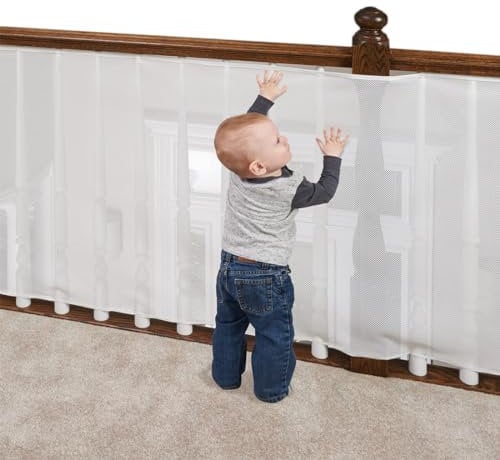 2 Meter Rete di Sicurezza per Bambini, Rete Protezione Anticaduta per Scala, Ringhiere di Balconi e Recinzioni, Robusta e Regolabile per Bambino, Animali Domestici, Giocattoli, 2 * 0,79 Metri, Bianco