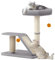 Feandrea Rascador con Cama, Rascador Multifuncional con Rampa Giratoria, Plataforma, Auto-Aseador, Pompones, Pequeño Árbol para Gatos de Interior, Gris Claro PCA024G01