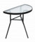 JUMI Praktischer Gartentisch 70 x 64 x 40 cm – Halbrunder Balkontisch für Balkon, Terrasse, Garten, Camping – Kompakter Tisch mit Glasplatte - Metallrahmen, Schwarz