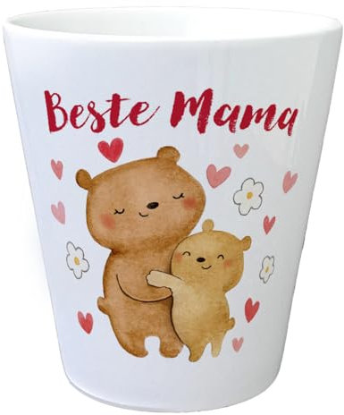 Bären Mutter und Kind Blumentopf mit Spruch Beste Mama Umarmung voller Liebe Tiermotiv Herzen Muttertagsgeschenk für Familie
