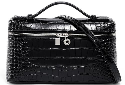 Rejolly Umhängetasche für Damen, kleine Tasche mit Tragegriff oben, Designer-Umhängetasche, ruhig, luxuriös, Leder, trendige Geldbörse, Krokodil Schwarz
