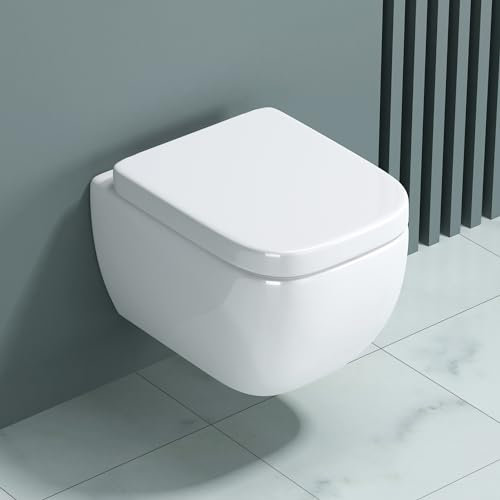 doporro Hänge-WC Weiß Wand-WC Toilette mit Silent Close aus Keramik Hänge-Toilette Aachen101