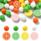 UR URLIFEHALL 58 Pcs 8 Styles Colourful Lemon Silicone Beads 15mm Round Rubber Spacer Beads for Pens Lanyard DIY Jewellery Crafts Phone Straps