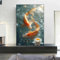 KEMEIQI Modernes Leinwandbild mit Koi-Druck, leuchtend orangefarbener Koi im Wasser, Poster, Wandkunst, für Wohnzimmer, Schlafzimmer, Kunstdekor, 60 x 90 cm, rahmenlos