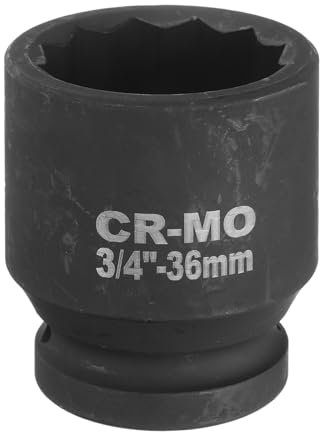 sourcing map Llave de vaso de impacto de 3/4 pulgadas de 12 puntos de 36 mm para reparación de automóviles, fácil extracción