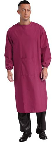 Mufeng Adult Waterproof Apron Long Sleeve Smock Overalls Wear Resistant Protective Apron Workwear Fuchsia One Size