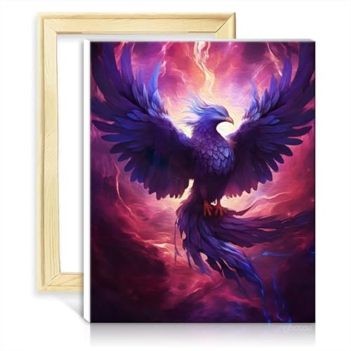 TANGFEIY Oil Painting Paint by Numbers Kits Mystical Phoenix Bird Painting by Numbers Kits Adults Acrylic Number with Paintbrushes for Home Wall Decor No Frame(30x40cm)