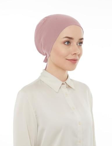 ihvan online, Hijab Kopftuch, Anti Rutsch Kopftücher Unterkappe für Frauen, Bone mit Rückbindung, Damen Muslim Hijab Cap, Rosa