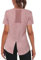 Gyabnw Women's Gym T-Shirts Short Sleeve Crew Neck Back Mesh Design Quick Dry Workout Tops for Yoga, Running, and Training
