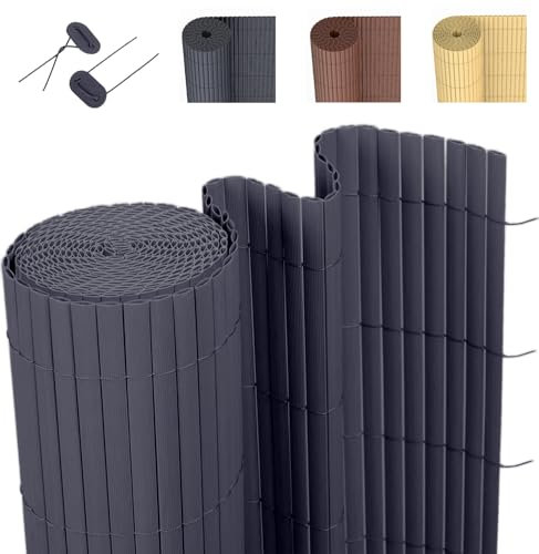 DVAURLIAN PVC Sichtschutzmatte, Balkon Sichtschutz mit Kabelbindern, Sichtschutzzaun Wasserdicht Windschutz für Garten, Balkon und Terrasse (Anthrazit, 90x300cm)