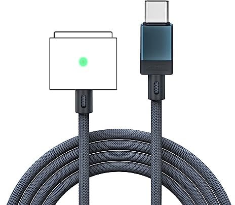 PonJel 140W USB-C to Magnetic 3 Charging Cable for MacBook Air (15-inch, 2023/2024), Air (13-inch, 2022/2024), Pro (14-inch, 2021/2023), Pro (16-inch, 2021/2023), USB C Fast Charging Cable 6.6FT Blue