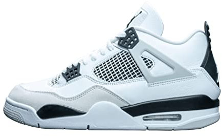 Air Jordan 4 Retro Trainers White Grey Cement 10 UK