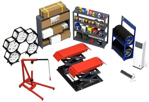 Accessoires de garage à l'échelle 1/18, ensemble de modèles élévateurs pour atelier de réparation automobile et scène de magasin personnalisé, peut être affiché avec un modèle de voiture à l'échelle 1