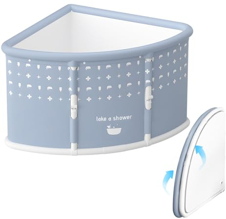 Tragbare faltbare Badewanne, Eckbadewanne für Erwachsene und Kinder, Mobile Badewanne für Dusche, Modern, Freistehend, Platzsparend, Kreissegment (Grau)