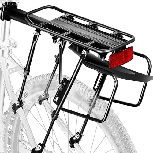 YONTUO Rear Bike Rack,100KG Capacity Solid Bearings Bike Cargo Rack w/Fender & Large Size Reflective,Quick Release Mountain Road Bicycle Rear Racks,Universal Bike Luggage Touring Carrier Rack,BCR06-EU