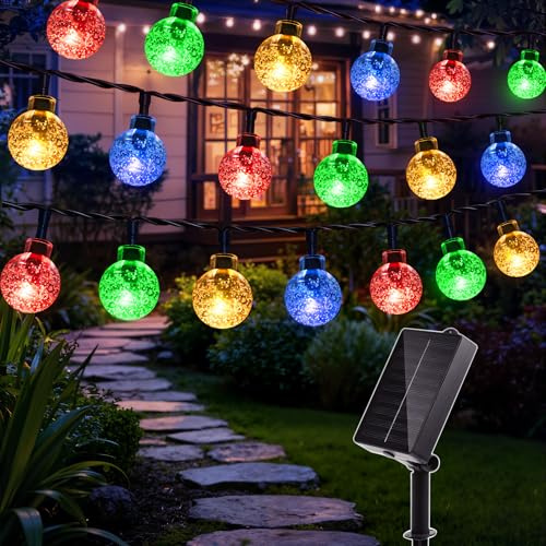 Ollny Solar Lights Outdoor Garden, 16m 150LEDs Fairy Lights Multicoloured | Solar Powered/8 Modes/Memory Function,Waterproof Globe String Lights for Outside Indoor Gazebo Wedding Tree Party Decorations