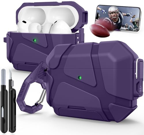TNSNK für AirPods Pro 3 Hülle, Sicherheitsverschluss Design (Purple) | Sicherheitsverschluss, Handy-Ständer-Design, mit Reinigungsset & Schlüsselanhänger, Supports wired and wireless charging