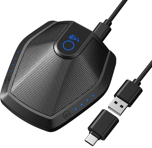 TONOR Conference USB Microphone with AI Noise Canceling for PC, G11 Pro | Condenser Mic with Volume Adjustment, Compatible with Windows and Mac, Desktop PC & Laptop for Teleconference, Court Reporter