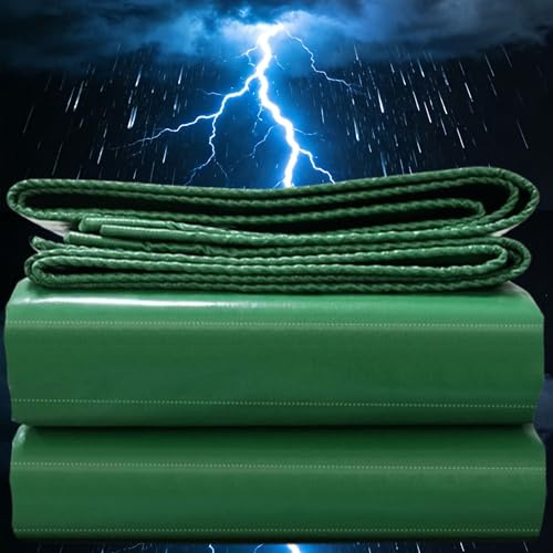 Telone Impermeabile per Esterno 3.5x4.5m Telo Occhiellato Rinforzato in pvc Copertura per Piscina Auto, Mobili da Giardino, Antipioggia e Antivento verde