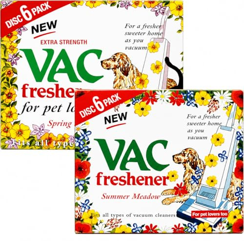 ANGIX VAC Freshener Disc 12 Pack - 6 Summer + 6 Spring Meadow Hoover Disc for Pet Lovers, Extra Strength Pet Odour Control Discs for Vacuum Cleaners, Fits All Vacuum