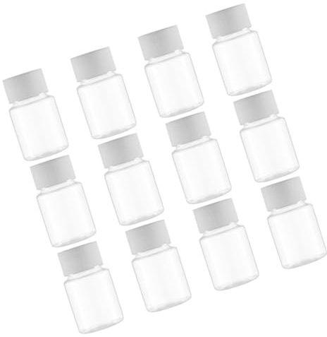 Operitacx Lot de 12 Flacons Vides en Plastique 30Ml avec Bouchon à Vis, Faciles à Manipuler et Stocker, pour Contenants à Médicaments et Pilules