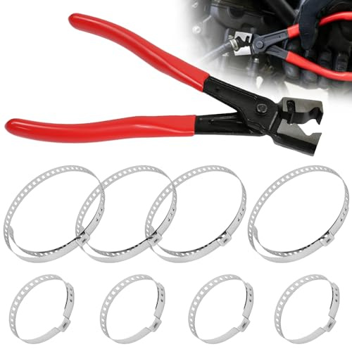 Rkixlix Pinces pour Colliers de Serrage, Pince à Oreilles, 8 Bandes Inox | Bandes Acier Inoxydable 20-50mm et 50-120mm, Pince à Collier Cardan Multi-usages