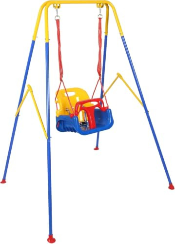 3-In-1 Altalena per Bambini Pieghevole L'altalena per Figli Altalena da Giardino Adatto per Interno/Esterno Portatile Altalena per dai 6 Mesi.