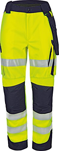 Vizwell Signal Warnschutz Bundhose Warnschutzkleidung + Gratis Werkzeugtasche (66, Leuchtgelb-Marine)