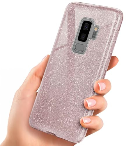 ONEFLOW Glitter Case für Samsung Galaxy S9 Plus Glitzer Handyhülle mit Kameraschutz, Stylische Hülle Glitzernd, Dünne TPU Schutzhülle für Damen, Glitzerhülle Qi kompatibel, Rosa