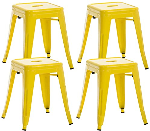 CLP 4er Set Sitzhocker Armin Aus Metall I Stapelbarer Hocker I Sitzhöhe Von 46 cm I Pflegeleichter Arbeitshocker, Farbe:gelb