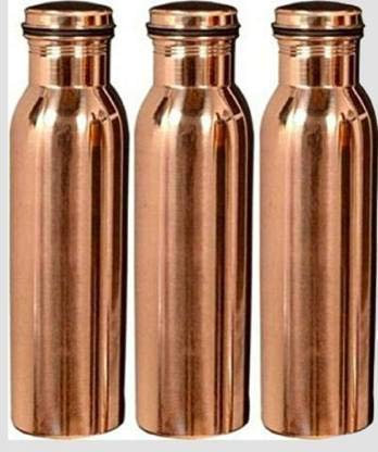 Pure Copper Plain Joint Free Leak Proof Bottle -600 Ml Set of 3 Pieces