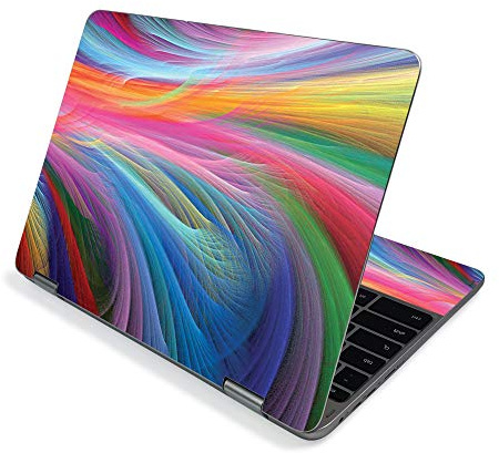 MightySkins Skin for Samsung Chromebook Plus V2 12 (2019) - Rainbow Waves | Protective, Durable, and Unique Vinyl Decal wrap cover | Easy To Apply, Remove, and Change Styles | Made in the USA