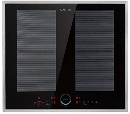 Klarstein Kochfeld, Glaskeramik, 4 Platten, Einbaukochfeld mit Touch-Display, Digitalanzeige und Timer-Funktion, Schnelles Aufheizen, 7000 Watt