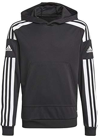 adidas Squadra 21 Hooded Track Top, Felpa Sportiva con Cappuccio Unisex-Bambini e Ragazzi, Black/White, 152