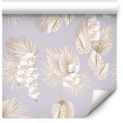 murando Papier Peint Adhesif 10m Décoration Murale Feuille Autocollante Stickers XXL pour Meubles Revetement Mural Tableaux Muraux Tapisserie Trompe l'oeil Orchidée blanc beige b-B-0577-j-a