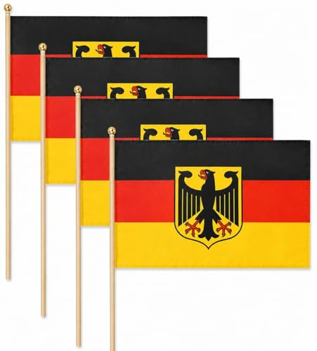 8er XXL Deutschland Fahne/Flagge mit Adler - Fanartikel Stockfahne aus Holz 60 cm - zur Fußball Europameisterschaft
