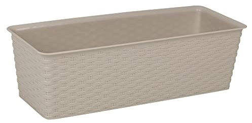 URBNLIVING Rattan Design Elegant Tall Large Plant Pot Flower Indoor Outdoor Garden Planters (Beige, Rectangle Planter [Small])