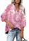 PLOKNRD Kapuzenpullover Damen Langarm Knöpfen Pullover mit Kordelzug Freizeit V-Ausschnitt Hooded Henley Sweatshirt Klassisch(Sonne Untergehende, L)